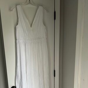 Vince pleated double v neck dress